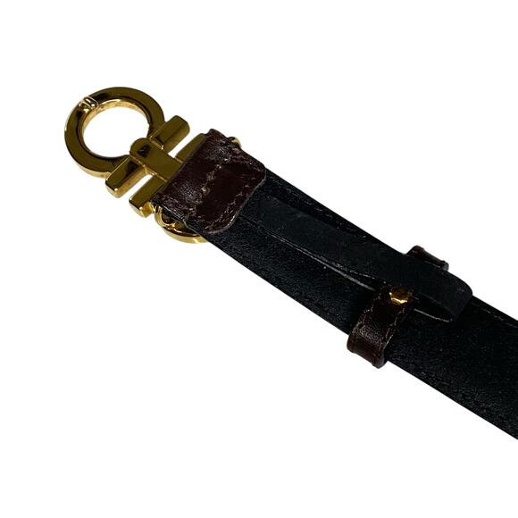 Women\'s Salvatore Ferragamo Double-Gancini Dark Brown Leather Belt Size 75 main image 12